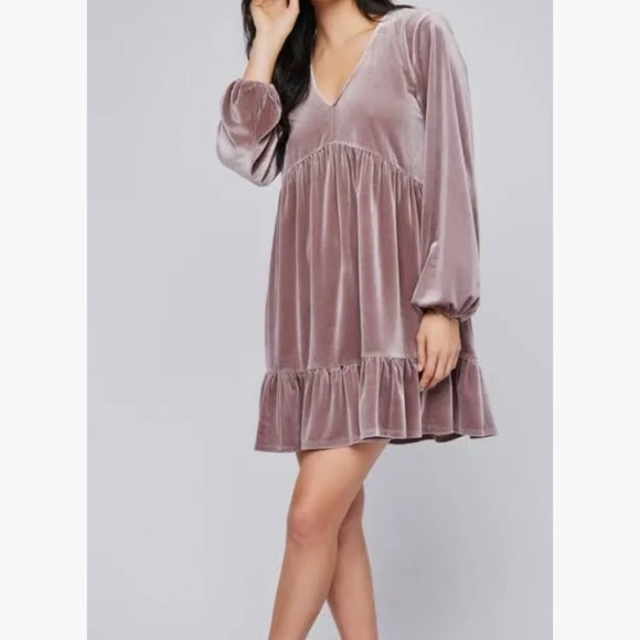 Gentle Fawn Philipa Velvet Mini Sleeve Dress - Picture 1 of 4